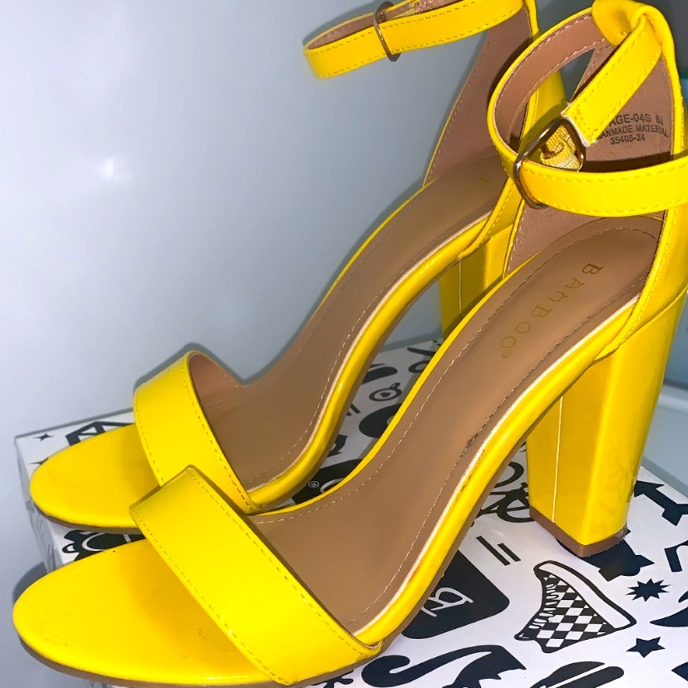 COPY - BRIGHT Yellow Bamboo Heels Size 8.5 in Women